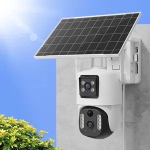 Fabrika fiyat amerika SIM kart 4G sürüm 4MP güneş enerjisi kamera Bullet Dome çift Lens PIR algılama güneş güvenlik kamera