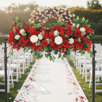 Décoration de mariage moderne et simple, arrangement floral, guide de chemin, scène de fleurs en soie, fond de scène, accessoires de mur, vente en gros à bas prix