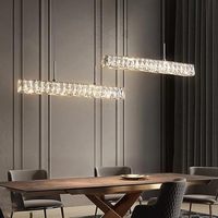 Lustre moderne en cristal pour table à manger, décoration de bar, luminaire de luxe, lampe de plafond pour pièce, luminaire suspendu en acier inoxydable