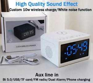 Réveil numérique LED de chevet 2023 avec chargeur sans fil 10W pour téléphone <span class=keywords><strong>portable</strong></span>, étanche IPX5, son surround 5D, TF, Aux, FM, USB - Product Image 5