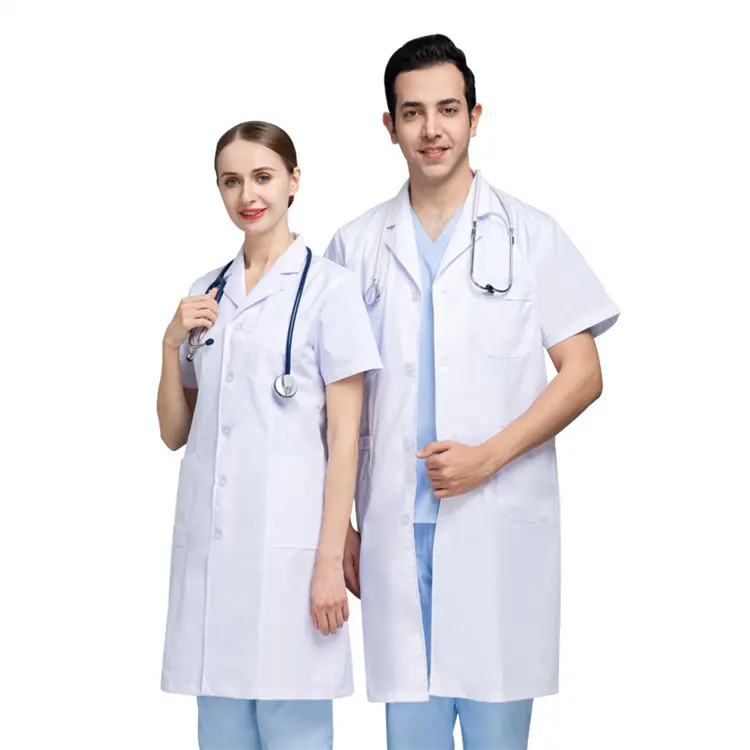 Haute qualité vêtements médicaux infirmière médecin vêtements de travail dame femmes hôpital vêtements à manches longues manches courtes blouse de laboratoire blanche