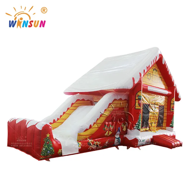 Casa di neve di natale all'ingrosso case di rimbalzo commerciali bambini che saltano castello gonfiabile castello gonfiabile
