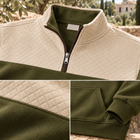 Sweat-shirt Homme Col Montant Zippé à Blocs de Couleurs Manches Longues Poche Kangourou Logo Personnalisé Commande en Gros OEM ODM