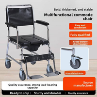 Chaise de toilette pliante portable à hauteur réglable avec roulettes pour usage domestique – Disponibilité en gros