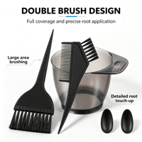 Kit de mélange de teinture capillaire DIY 5 pièces : Bol, applicateurs, brosses, fouet et peigne à queue pour salon de coiffure et vente en gros