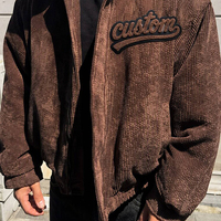 Veste en velours côtelé avec broderie de patch en chenille personnalisée pour homme, style streetwear vintage, coupe ample et oversize, veste bomber unisexe pour homme