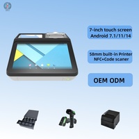 Terminal POS Todo en Uno de 7 Pulgadas para Pequeñas Empresas con Escáner de Códigos QR NFC, Impresora, 4G y Soporte SDK Caja Registradora