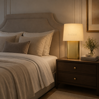 Lámpara de Mesa de Acero y Lino, LED Regulable, Luz de Noche para Dormitorio, Sala de Estar, Decoración del Hogar, Solución de Iluminación Residencial Minimalista