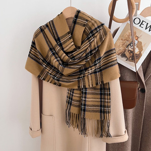 Festive Red Classic Plaid Check Scarf Thick Warm Winter Women Neck Warmer Muffler <b>Pashmina</b> <b>Shawls</b> Wraps Accessories - Product Image 5