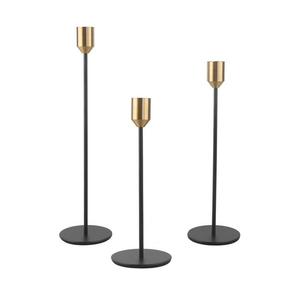 Portacandele alto supporto in metallo centrotavola nero e oro portacandele vintage in ferro battuto - Product Image 1