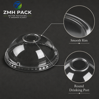 Offre Spéciale ZMH PACK Couvercles en plastique PET transparents de 95 mm, design dôme plat motif ours, personnalisables pour café, bubble tea et boissons froides