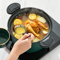 Casserole de cuisson de grande capacité de 3,5 L avec couvercle en verre, casserole à soupe antiadhésive à double poignée pour tous les types de cuisinières