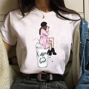 <span class=keywords><strong>T</strong></span>-<span class=keywords><strong>shirt</strong></span> da donna con stampa modale a girocollo bianco a manica corta da ragazza modello Casual a manica corta da donna - Product Image 6