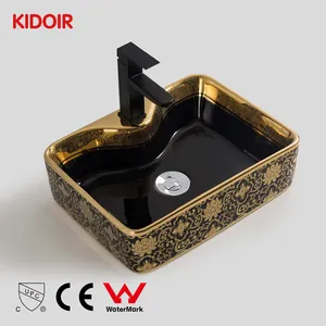 Kidoir bianco porcellana Lavabo Lavabo Lavabo bagno in oro nero Lavabo in ceramica