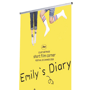 Sàn Đứng Hắ<span class=keywords><strong>t</strong></span> Hơ<span class=keywords><strong>i</strong></span> Cuộn Lên Banner Chấ<span class=keywords><strong>t</strong></span> Liệu Bảo Vệ Màn Hình Lá Chắn Con Lăn Kéo Lên Banner Có Thể Thu Vào PP YZ Hiển Thị Nhôm - Product Image 2