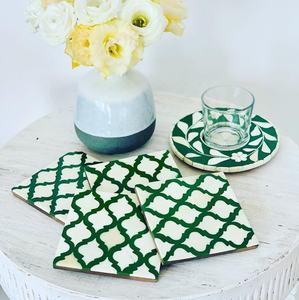 Nouveaux sous-verres en incrustation d'os et incrustation en nacre disponibles auprès de United Trade World - Product Image 1