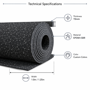 Tapete de Gimnasio de EPDM+SBR de 15 mm de Grosor, Antideslizante, Insonorizante, Duradero, con Logotipo Personalizado en Color para Gimnasio, Área de Juegos, Escuela - Product Image 6