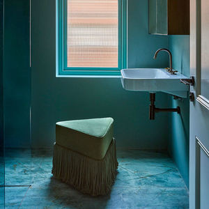 Modern Durable Triangular <strong>Mustard</strong> Velvet <strong>Footstool</strong> Ottoman Living Room Furniture Farmhouse Pouf Stools and Ottomans for Bedroom - Product Image 6