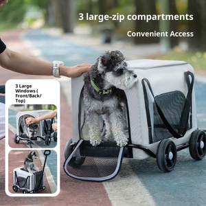 Troli perjalanan hewan peliharaan luar ruangan, produk hewan peliharaan tas pembawa kucing anjing lipat bisa dilepas kotak beroda roda Universal - Product Image 6