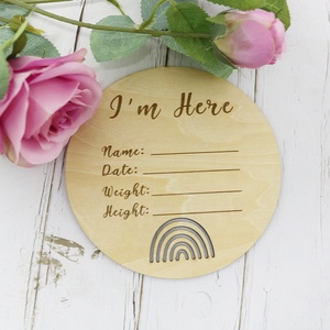 Hello World Rainbow Newborn Annonce Sign Plaque de statistiques de naissance <span class=keywords><strong>en</strong></span> bois avec motif gravé - Product Image 6