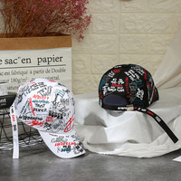 Gorra de Béisbol con Estampado de Letras de Graffiti, Visera Curva, Estilo Hip Hop Urbano, Ajustable, Informal de Negocios, Deportiva, de Lona