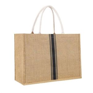 Bolsa de Mano Personalizada de Moda para Natación, Gimnasio, Compras, Viajes, Playa, Grande, Impermeable, para Mujer, con Rayas, de Yute - Product Image 1