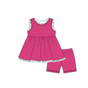 Conjunto de Ropa para Niña Pequeña con Estampado a Cuadros Colorido GSSO2312 rts, Conjunto de Manga Corta al por Mayor para Niñas - Product Image 5