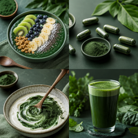 Poudre de spiruline naturelle, riche en protéines, chlorophylle, colorant alimentaire vert pour la nutrition sportive végétalienne