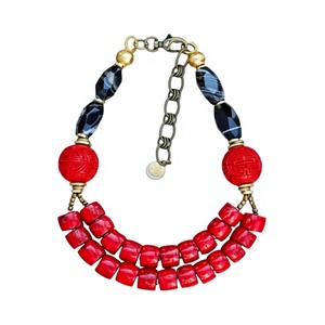 Collar clásico hecho a mano con cuentas de resina, morado y naranja, de forma irregular, joyería de moda, pieza llamativa para mujer, ideal para fiestas. - Product Image 2