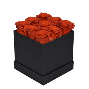 Caja de regalo eterna para siempre de Venta caliente con flor <span class=keywords><strong>inmortal</strong></span> eterna real estabilizada 9 piezas de rosas preservadas en caja cuadrada - Product Image 1