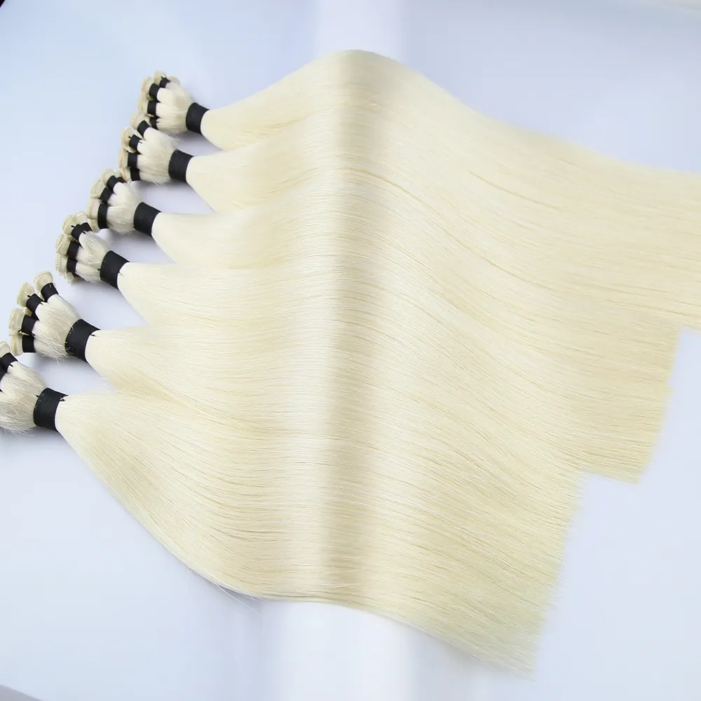 european remy hand tied weft extensions double drawn human hair extensions