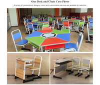 Table et chaise d'étude en bois durables et écologiques GUANGWEI pour salle de classe, avec cadre en acier réglable en hauteur pour les étudiants