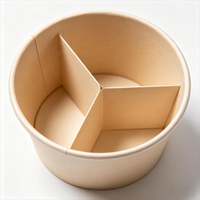 Custom Premium Single Wall Recyclable Disposable Multi-Compartment Snack Bowl Froyo Ice Cream Container with Paper Cups Divider