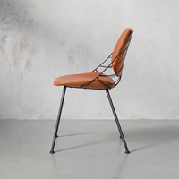 En stock, chaise de salle à manger moderne minimaliste avec structure en métal et siège en cuir, chaise de salle à manger, chaise de réunion à domicile, chaise de réception