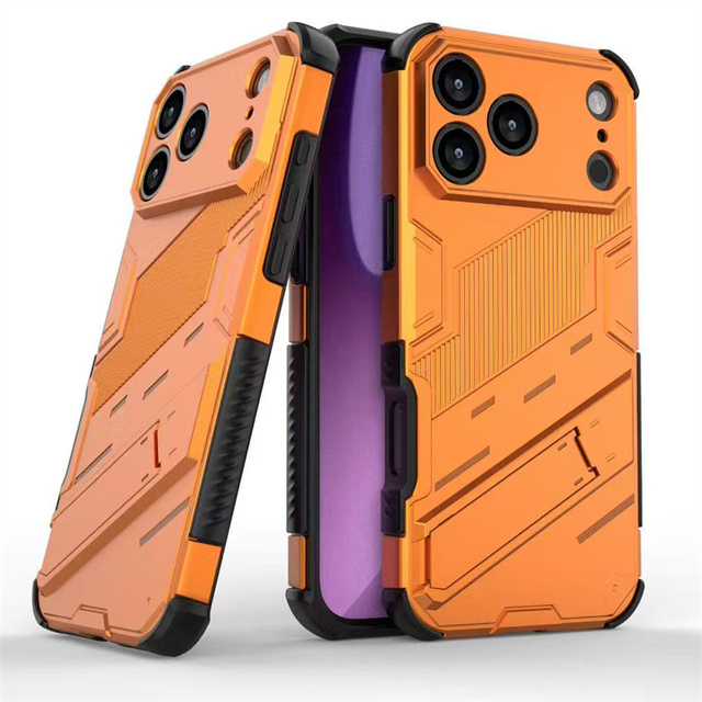 Heavy Duty Armor Hybrid PC TPU Combo Phone Case Cover with Kickstand for iPhone and Samsung Mobile Phone Accessory in OPP Bag