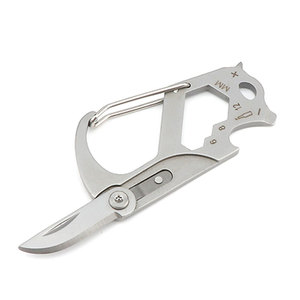 Outil multifonction en acier inoxydable pour le <span class=keywords><strong>sport</strong></span>, le <span class=keywords><strong>camping</strong></span>, la randonnée, l'EDC, ouvre-bouteille, mousqueton avec couteau - Product Image 1