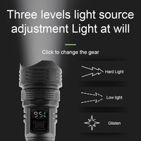 Lampe torche LED super lumineuse à zoom avec affichage numérique, longue portée, SOS, rechargeable par USB, étanche, pour camping en extérieur et situations d'urgence