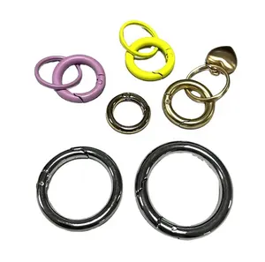 Customized Round Belt Buckles Luggage Connector Closure O Rings Oval Metal Spring Ring Buckles