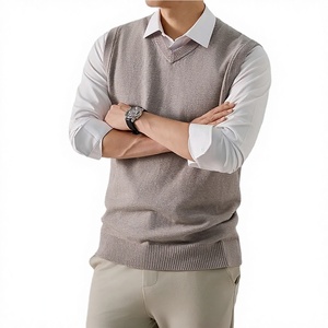Gilet pull tricoté ample et respirant pour homme, col en V, doux et chaud, idéal pour l'automne, qualité supérieure - Product Image 2