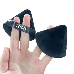 Houppette triangulaire en velours personnalisable avec logo, lavable, double usage, éponge douce pour le maquillage du visage et des yeux - Product Image 1