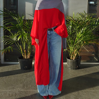 Jalabiya asymétrique élégante et tendance, haut à manches longues de style moyen-oriental, collection de mode modeste haut de gamme de Dubaï