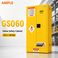 Armoire de sécurité pour liquides inflammables 227L (60 gallons) jaune à double porte en acier pour stockage de produits chimiques pour écoles, ateliers et achats professionnels