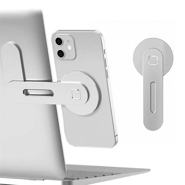 Slim Adjustable Magnetic Laptop Side Phone Mount Clip Expansion Cellphone Holder Computer Screen Universal Mobile Phone Stand