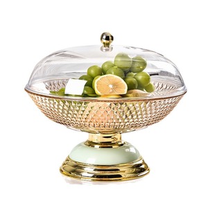 Round Glass Fruit Platter With Lid Crystal Design For Kitchen Table Decor - Product Image 5