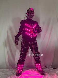 光ファイバーLEDストリップダンスコスチューム 電子発光ステージウェア ナイトクラブ バー パーティー用 蛍光ダンスウェア - Product Image 2