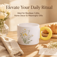 Tasse en céramique de 240 ml avec poignée en forme de tournesol pour servir de petites boissons, décoration de table, vente en gros Topjlh