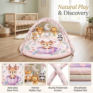 Alfombra de juego extra gruesa para bebés, plegable, con diseño de jungla, centro de actividades acolchado, gimnasio sensorial, espuma XPE no tóxica, artículos esenciales para recién nacidos - Product Image 4