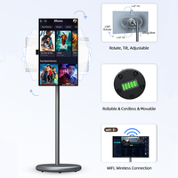Televisor Inteligente LED HDTV de 27 Pulgadas con Pantalla Táctil Móvil, Altavoz Integrado, Android 15, Portátil con Ruedas