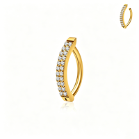 Getta F136 Anneau de nombril clicker à double rangée géométrique avec zircon griffe, pour usage quotidien, bijoux de piercing de mode de haute qualité, vente en gros
