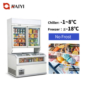 Congélateur vertical commercial à double température, sans givre, équipement de réfrigération, congélateur vitrine 2 portes - Product Image 1